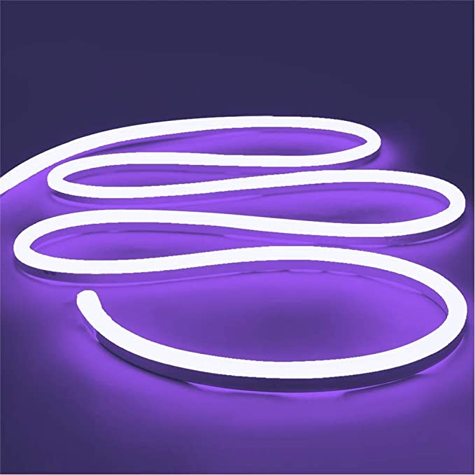 purple glowing rope made of LED